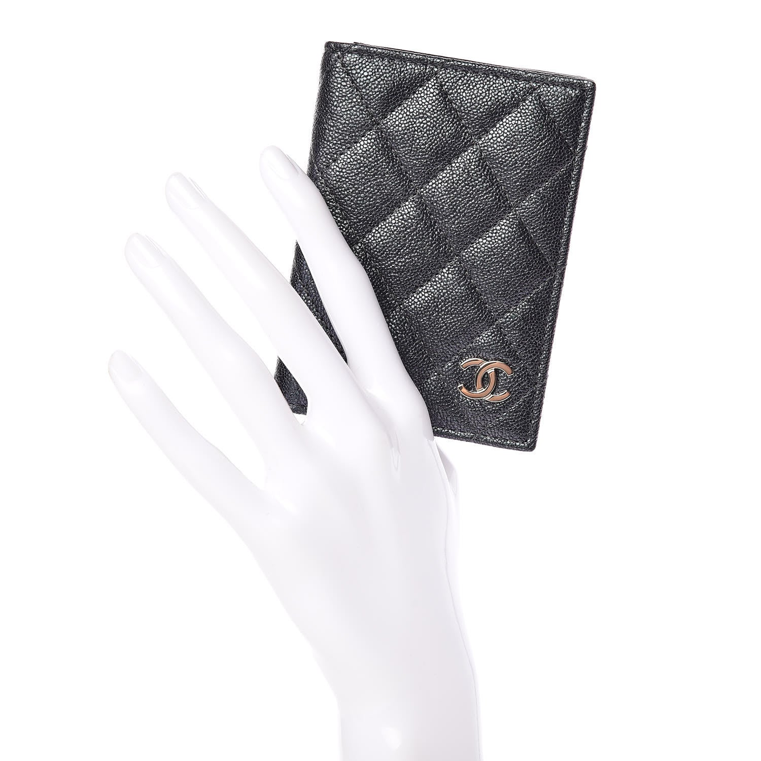 Chanel Iridescent Caviar Quilted Card Holder Wallet Black 2 of 12