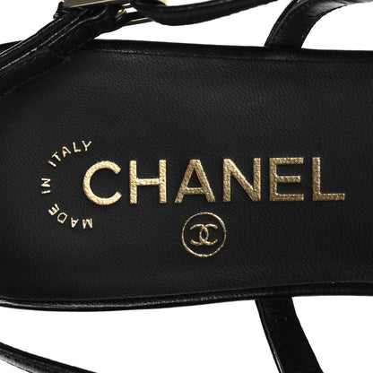 Chanel Lambskin Chain CC Sandals 40 Black 9 of 10