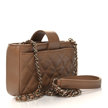 Chanel Caviar Quilted Business Affinity Phone Holder With Chain Beige 3 of 13