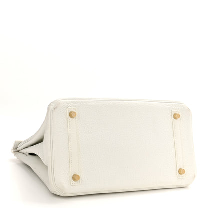 Hermes Taurillon Clemence Birkin 30 White 3 of 14