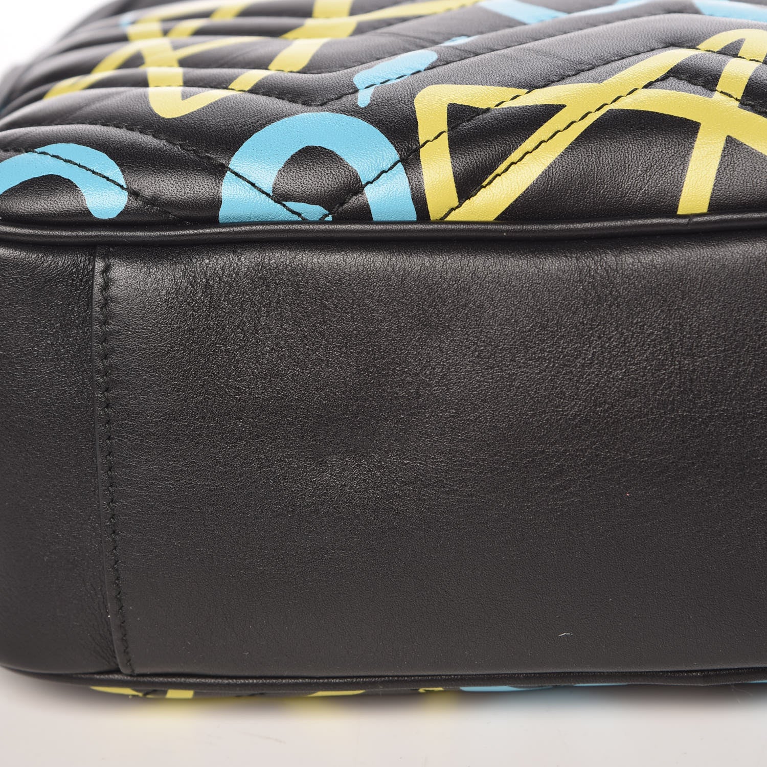 Gucci Calfskin Matelasse GucciGhost Medium GG Marmont Chain Shoulder Bag Black New Acquamarine 11 of 13
