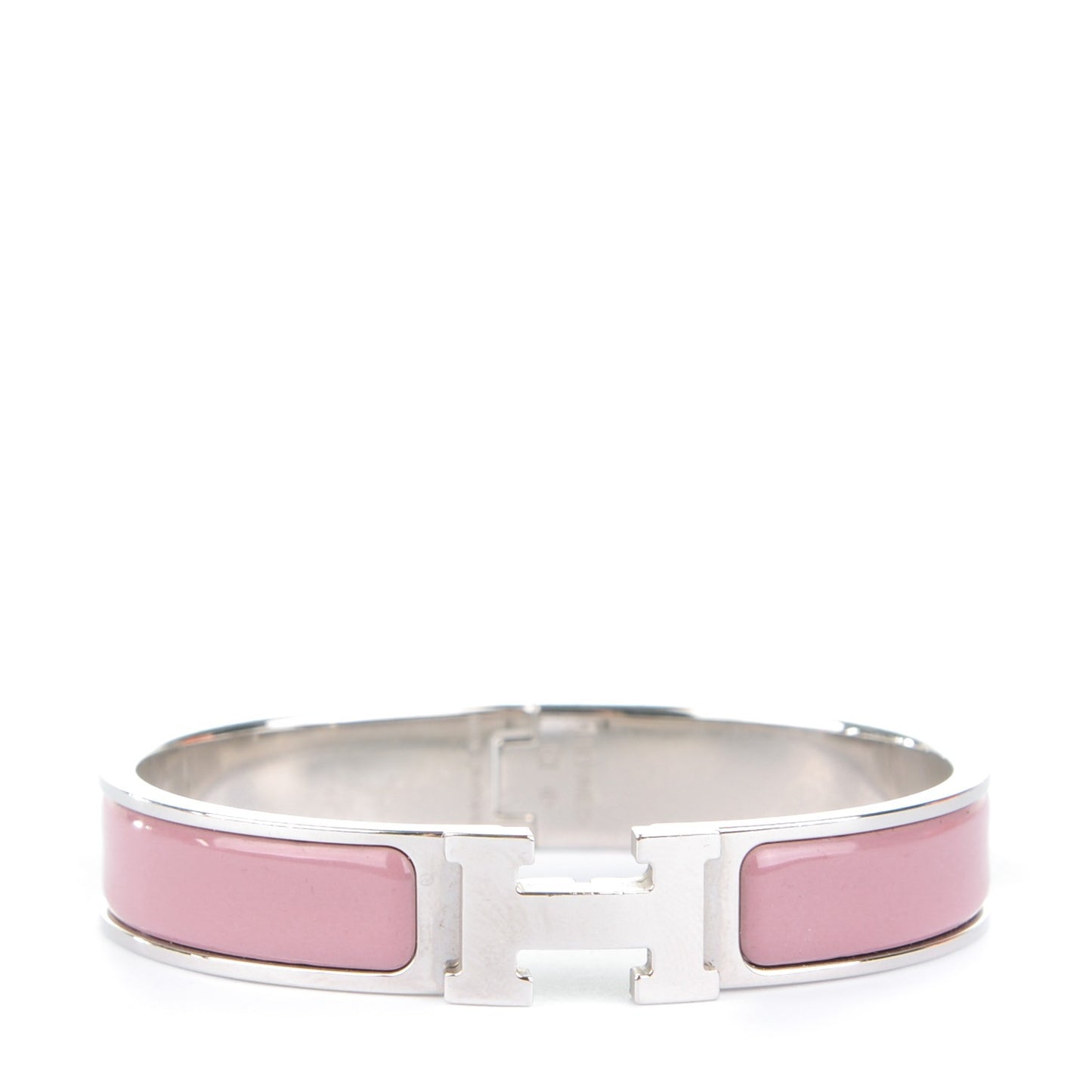 Enamel Narrow Clic Clac H Bracelet GM Bois De Rose