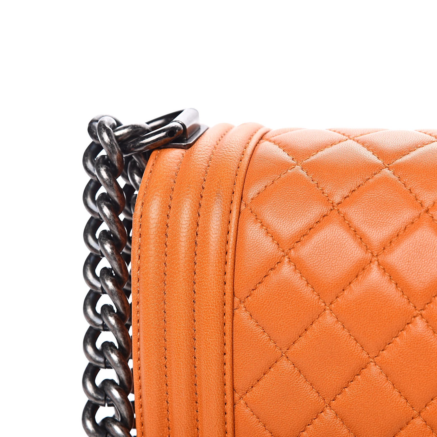 Chanel Lambskin Quilted Medium Boy Flap Orange 12 of 16