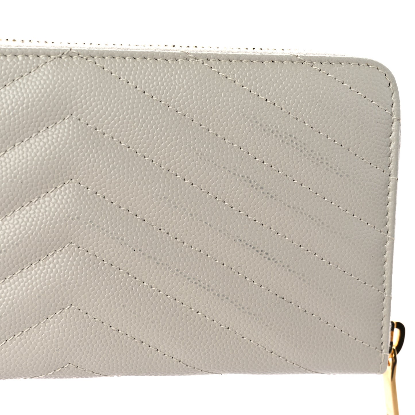 Grain De Poudre Matelasse Chevron Monogram Zip Around Wallet Blanc Vintage