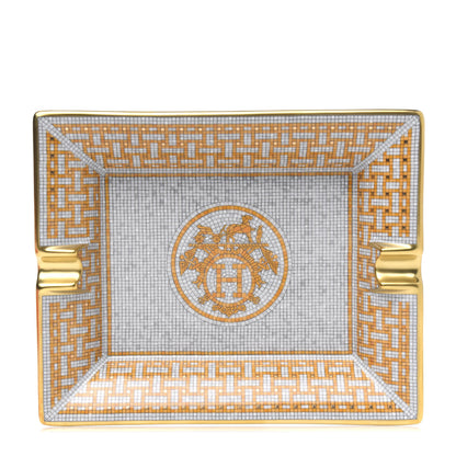 Hermes Porcelain Mosaique Au 24 Gold Ashtray 1 of 3