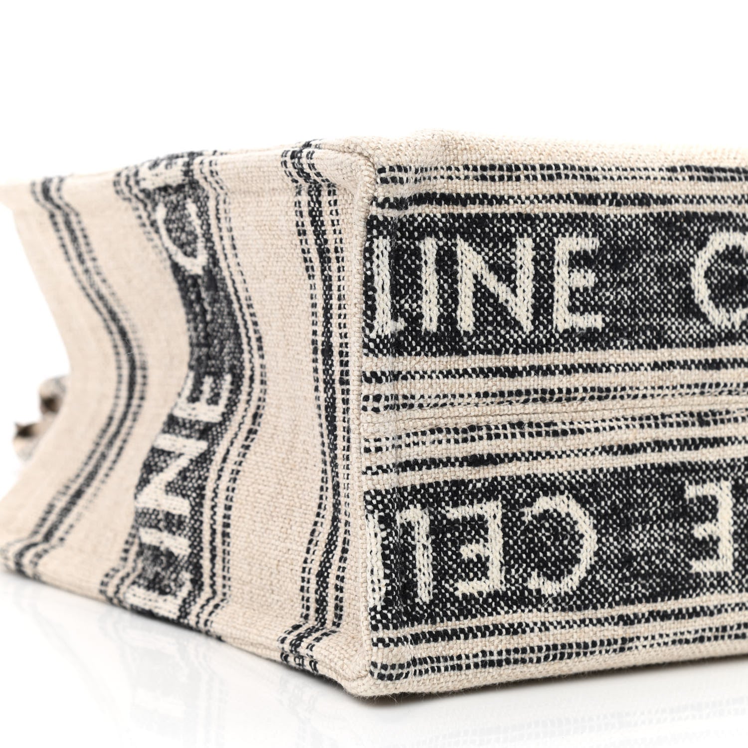 Celine Jacquard Striped Large Cabas Thais White Black 8 of 9