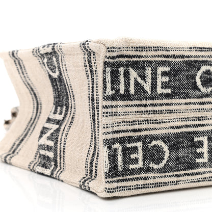 Celine Jacquard Striped Large Cabas Thais White Black 8 of 9
