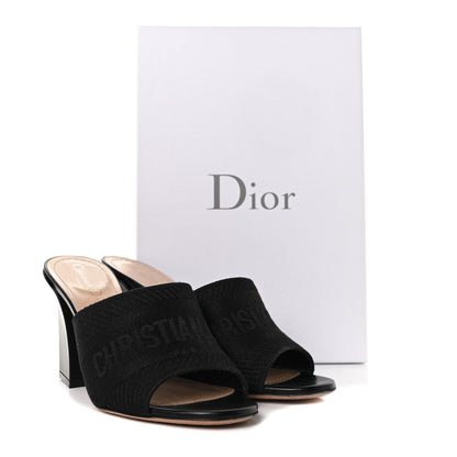 Christian Dior Cotton Embroidered Dway 85mm Slide Sandals 38.5 Black 9 of 9