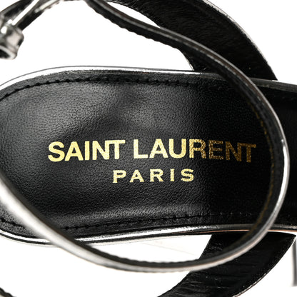 Saint Laurent Metallic Patent Jodie 95 Platform Sandals 36 Silver 6 of 9