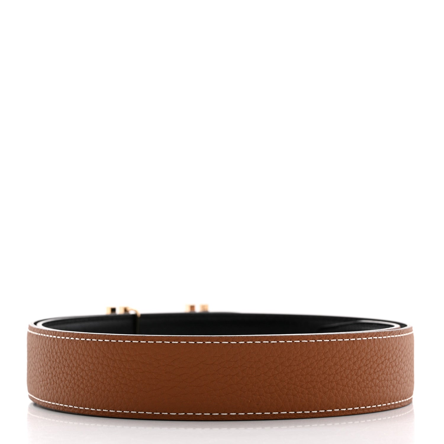 Hermes Box Togo 32mm Au Carre H Belt 85 Black Gold 3 of 9