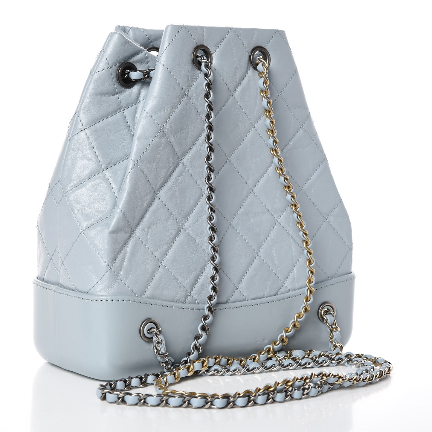 Aged Calfskin Quilted Small Gabrielle Backpack Light Blue