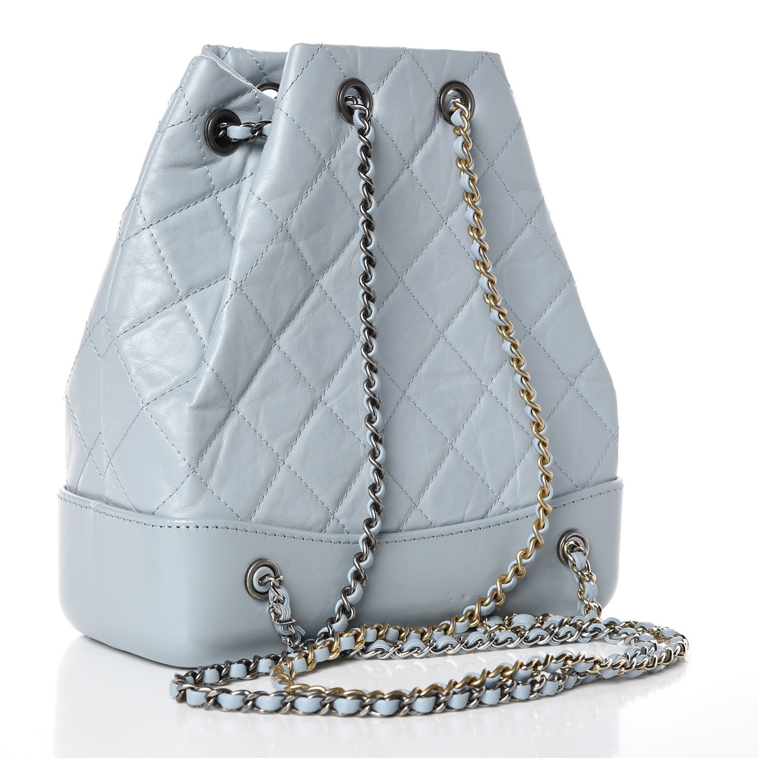 Chanel Aged Calfskin Quilted Small Gabrielle Backpack Light Blue 3 of 10