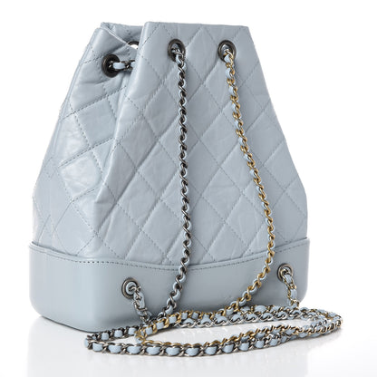 Chanel Aged Calfskin Quilted Small Gabrielle Backpack Light Blue 3 of 10