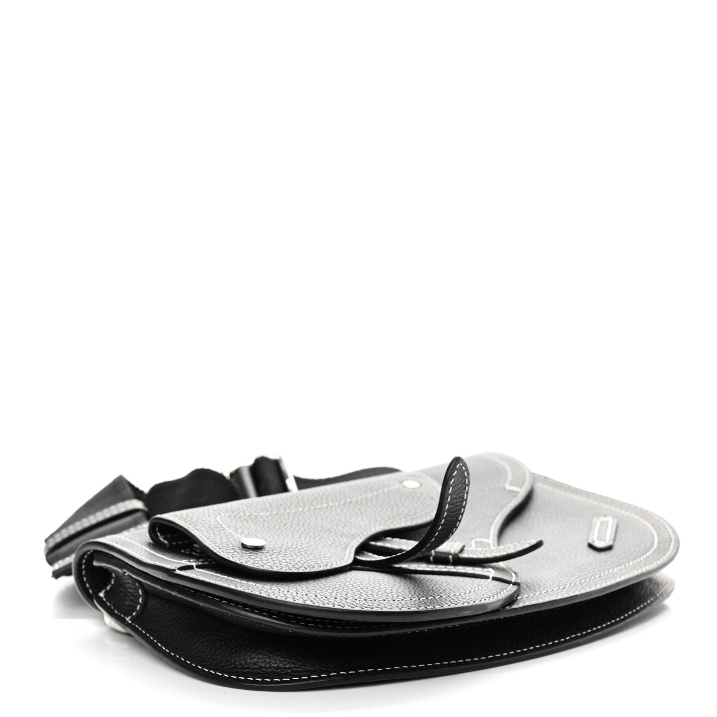 X KAWS Grained Calfskin Saddle Pouch Black