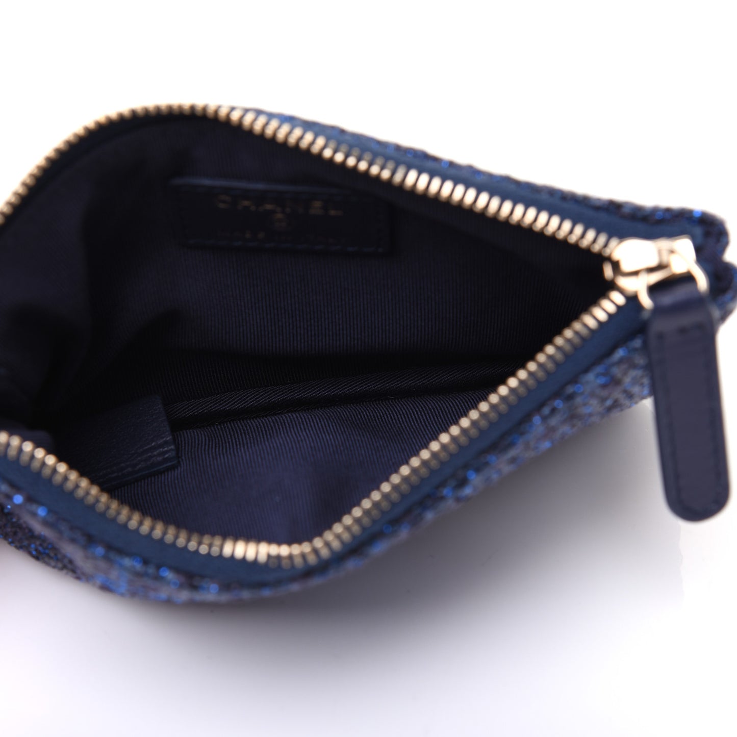 Woven Straw Raffia Deauville Cosmetic Pouch Blue