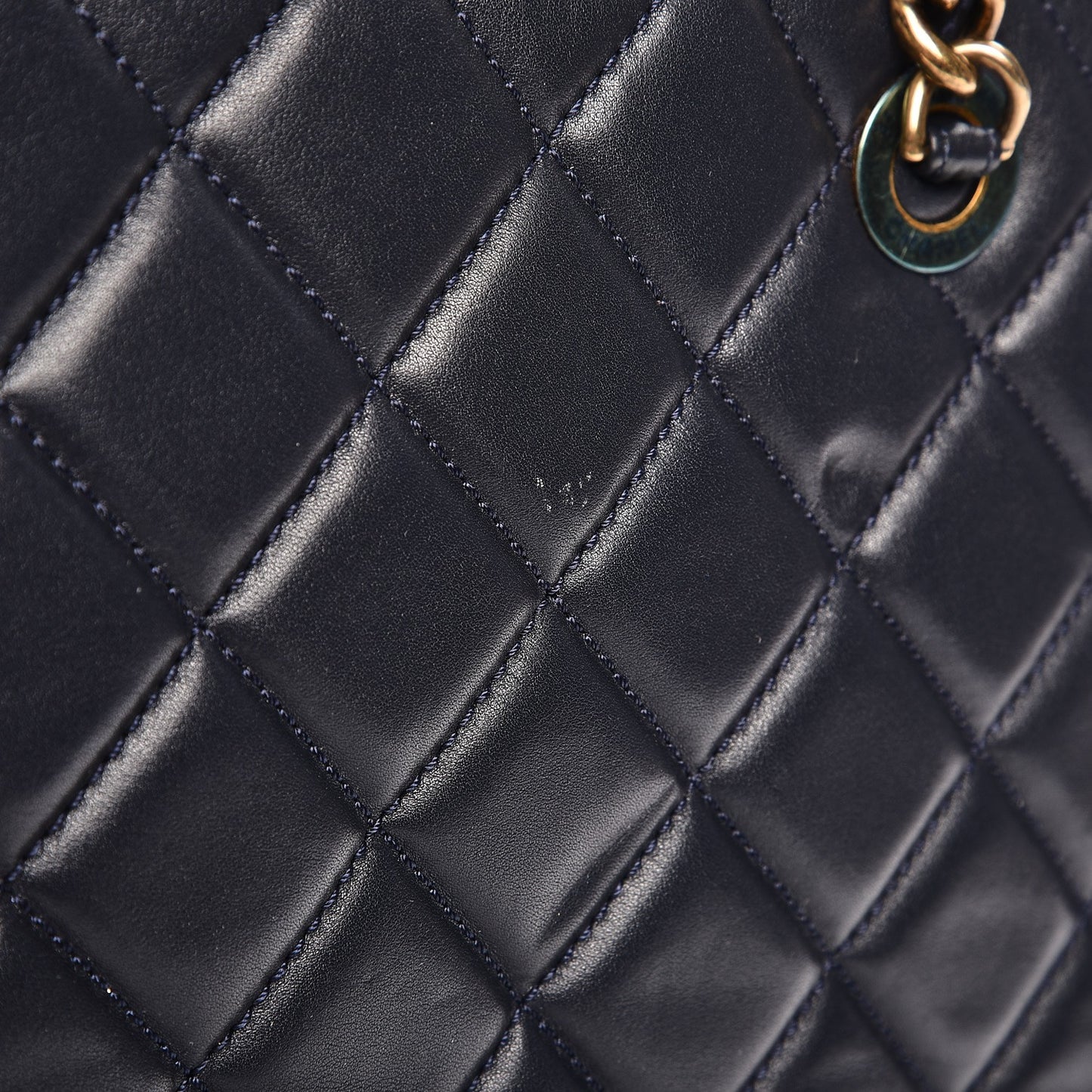 Calfskin Quilted Tote Dark Navy Red