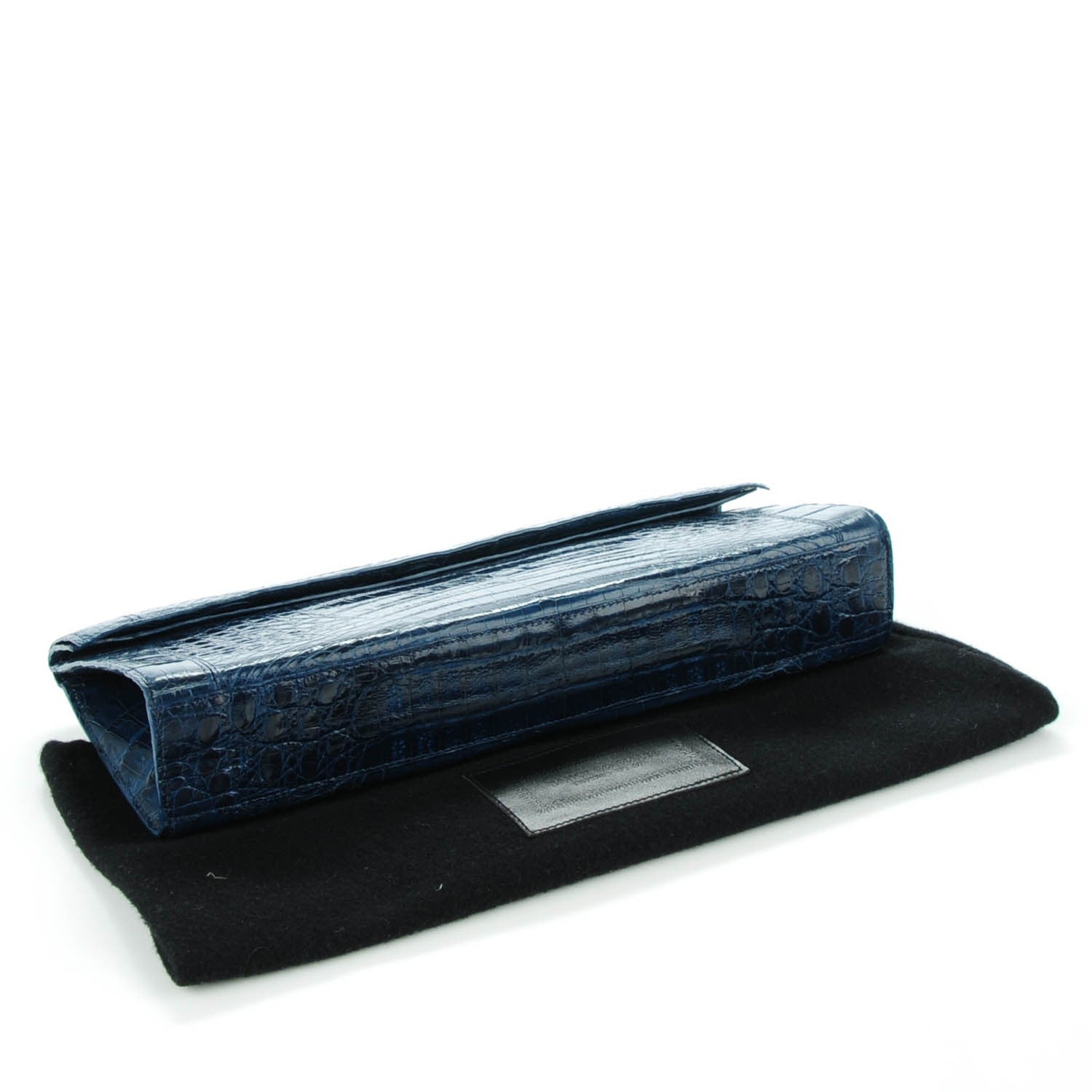 Nancy Gonzalez Glossy Crocodile Foldover Clutch Blue 4 of 7
