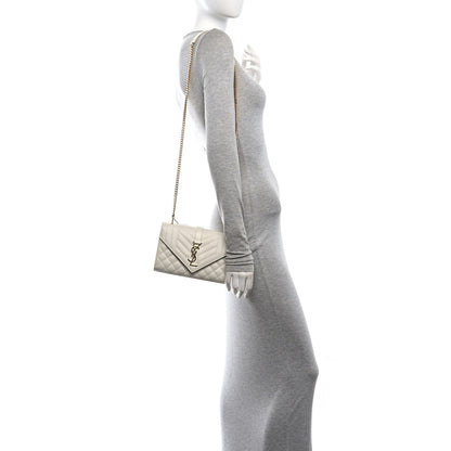 Saint Laurent Grain De Poudre Textured Mixed Matelasse Triquilt Small Monogram Satchel Crema Soft 2 of 10