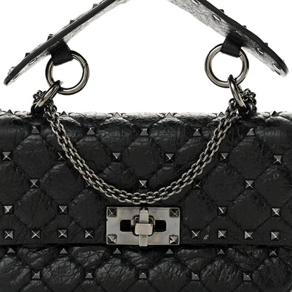 Valentino Garavani Craquele Nappa Small Rockstud Spike Shoulder Bag Black 7 of 13
