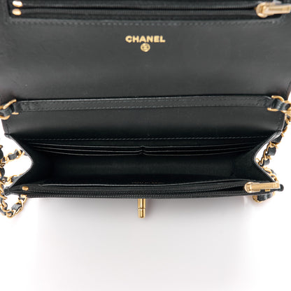 Chanel Pearly Caviar Quilted Fit For You Wallet On Chain WOC Black 6 of 13