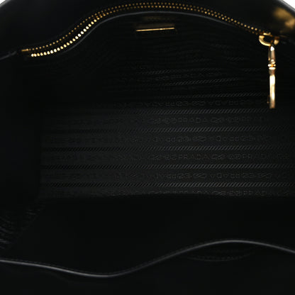 Prada Saffiano Lux Metal Triangle Logo Medium Shoulder Tote Handbag Black 5 of 8