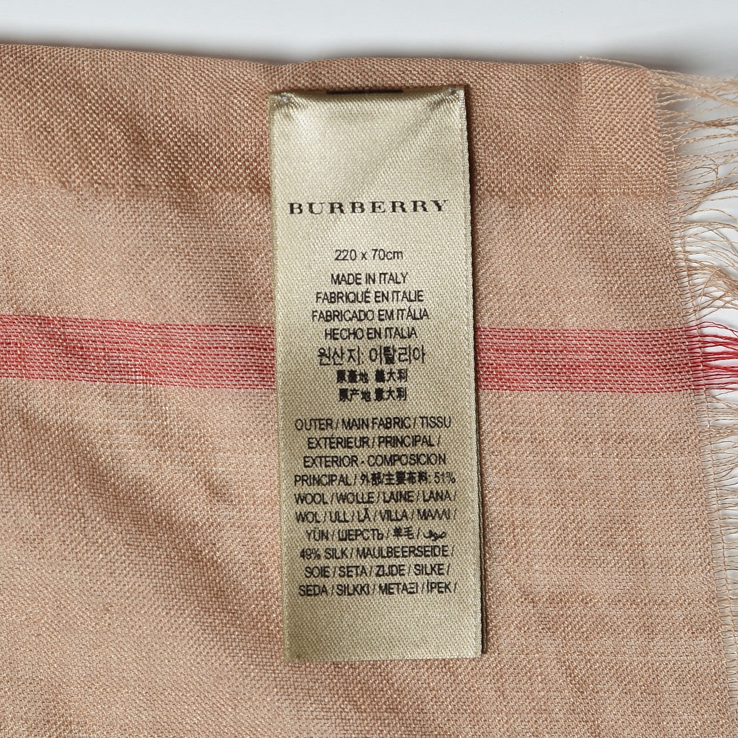 Burberry Wool Silk Gauze Giant Check Scarf Camel 4 of 4