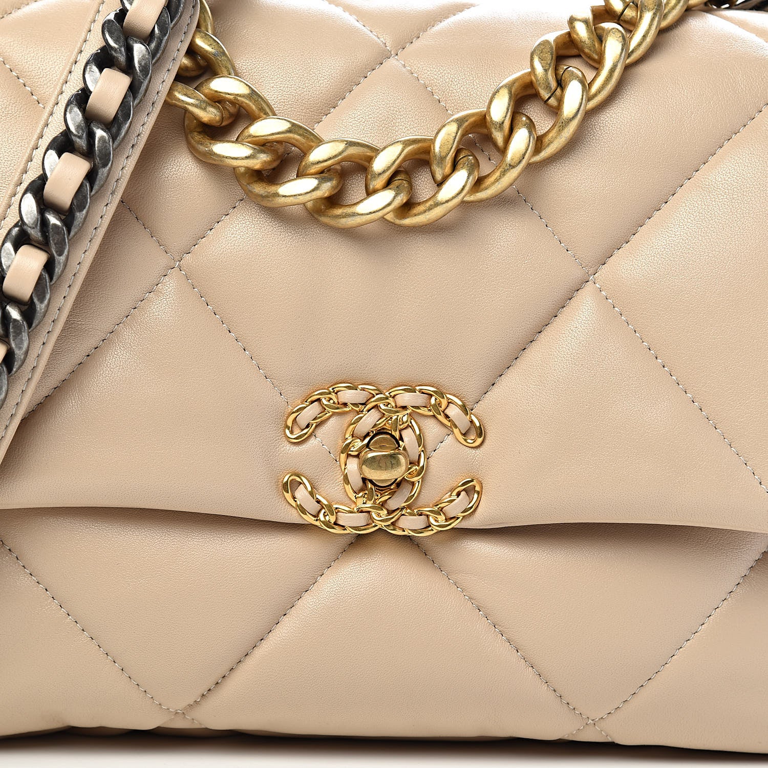 Chanel Lambskin Quilted Large 19 Flap Beige 10 of 11