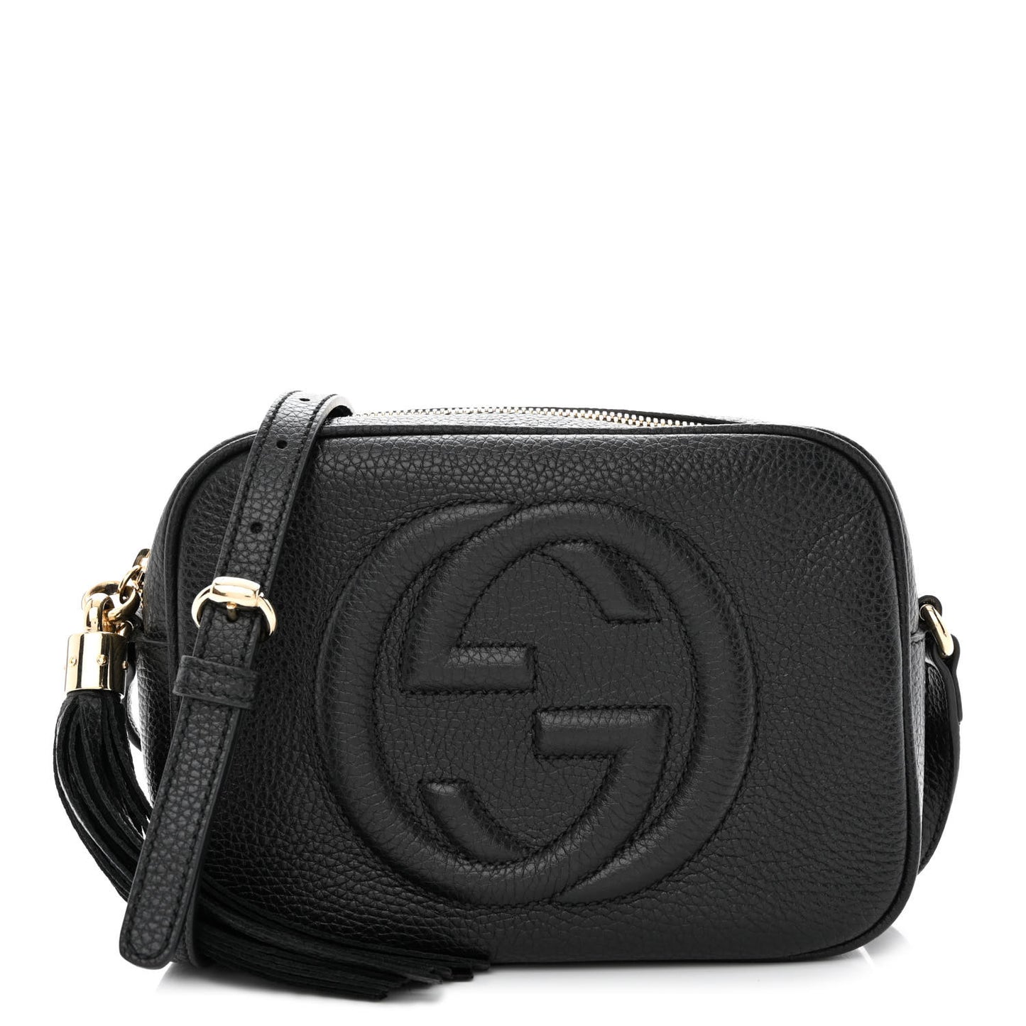 Pebbled Calfskin Small Soho Disco Bag Black
