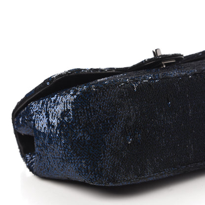 Chanel Sequin Small Single Flap Blue Black 6 of 10