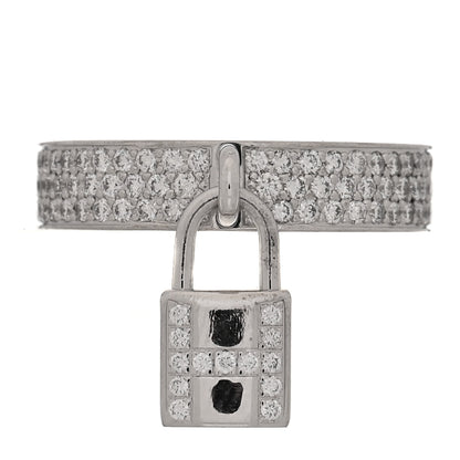 Hermes 18K White Gold Diamond MM Kelly Clochette Ring 50 5.25 1 of 7
