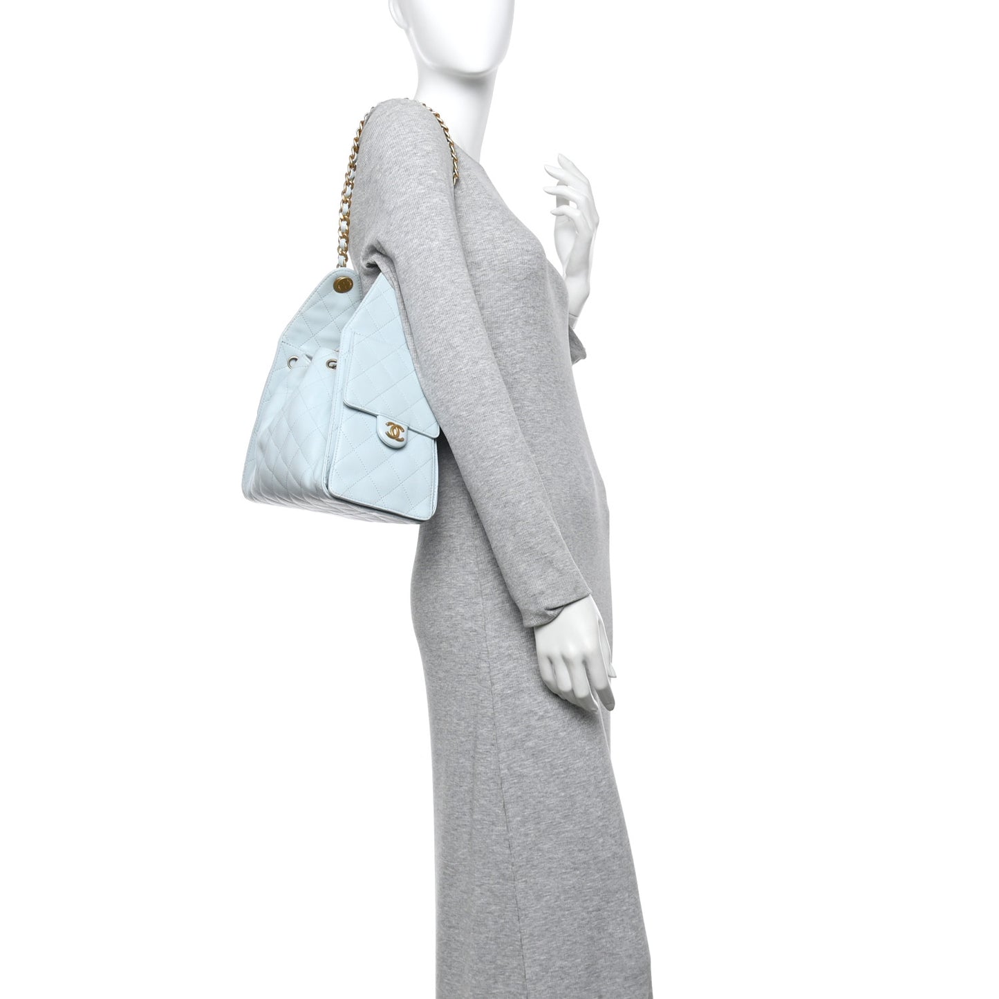 Caviar Quilted Small Chanel 25 Handbag Light Blue