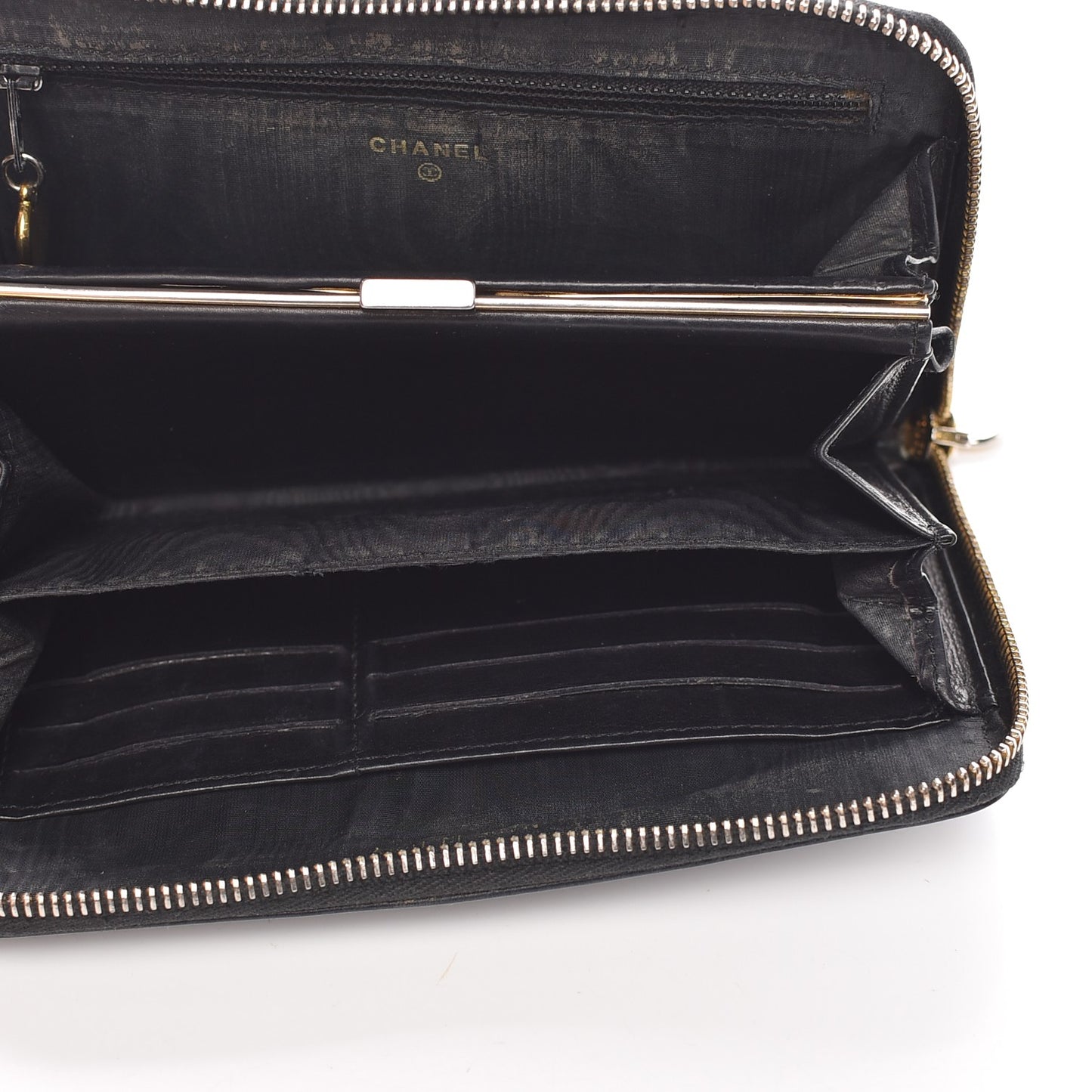 Caviar CC Timeless Large Zip Around Wallet Black