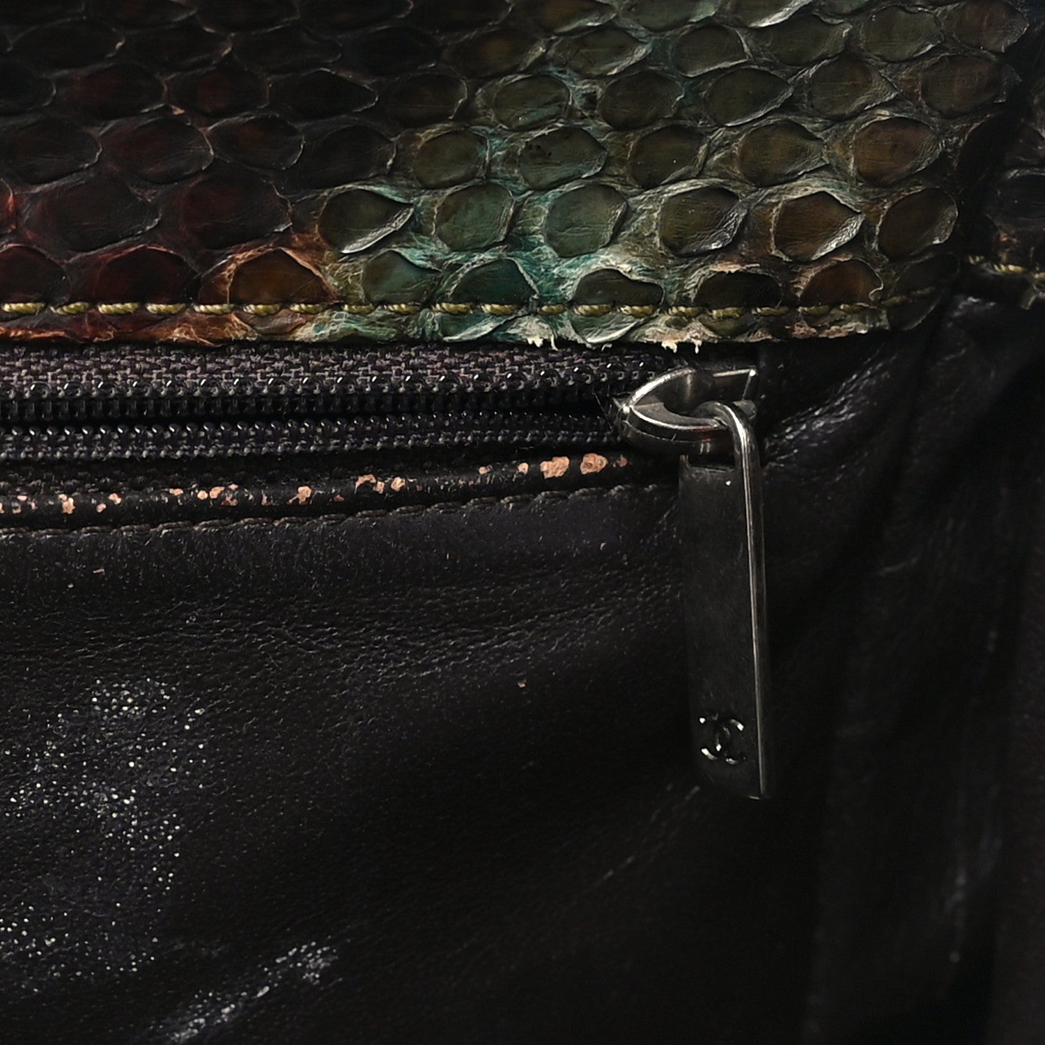 Chanel Snakeskin Executive Cerf Shopper Tote Green Brown 12 of 13