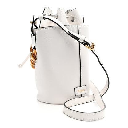 Versace Grained Calfskin La Medusa Drawstring Bucket Bag Optical White 3 of 11