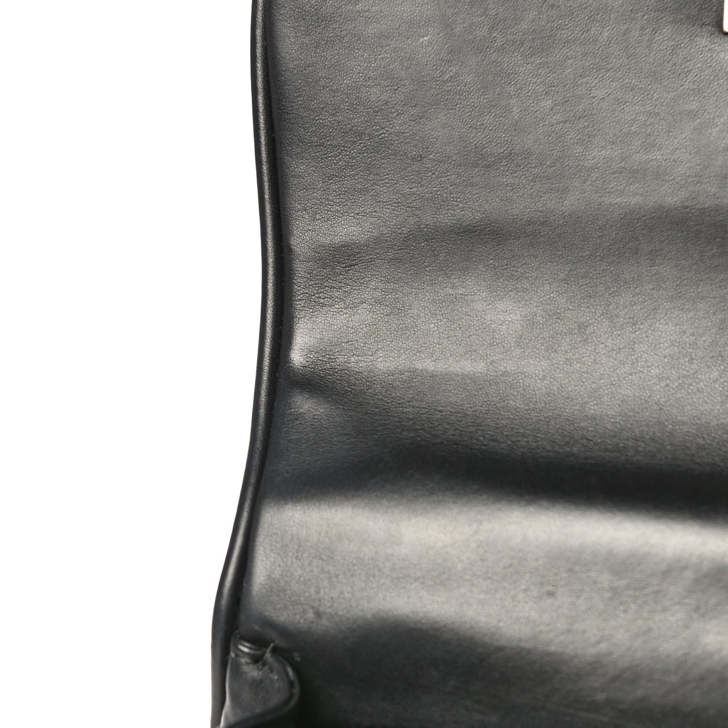 Lambskin Reverse Chevron Quilted Round Top Handle Flap Black