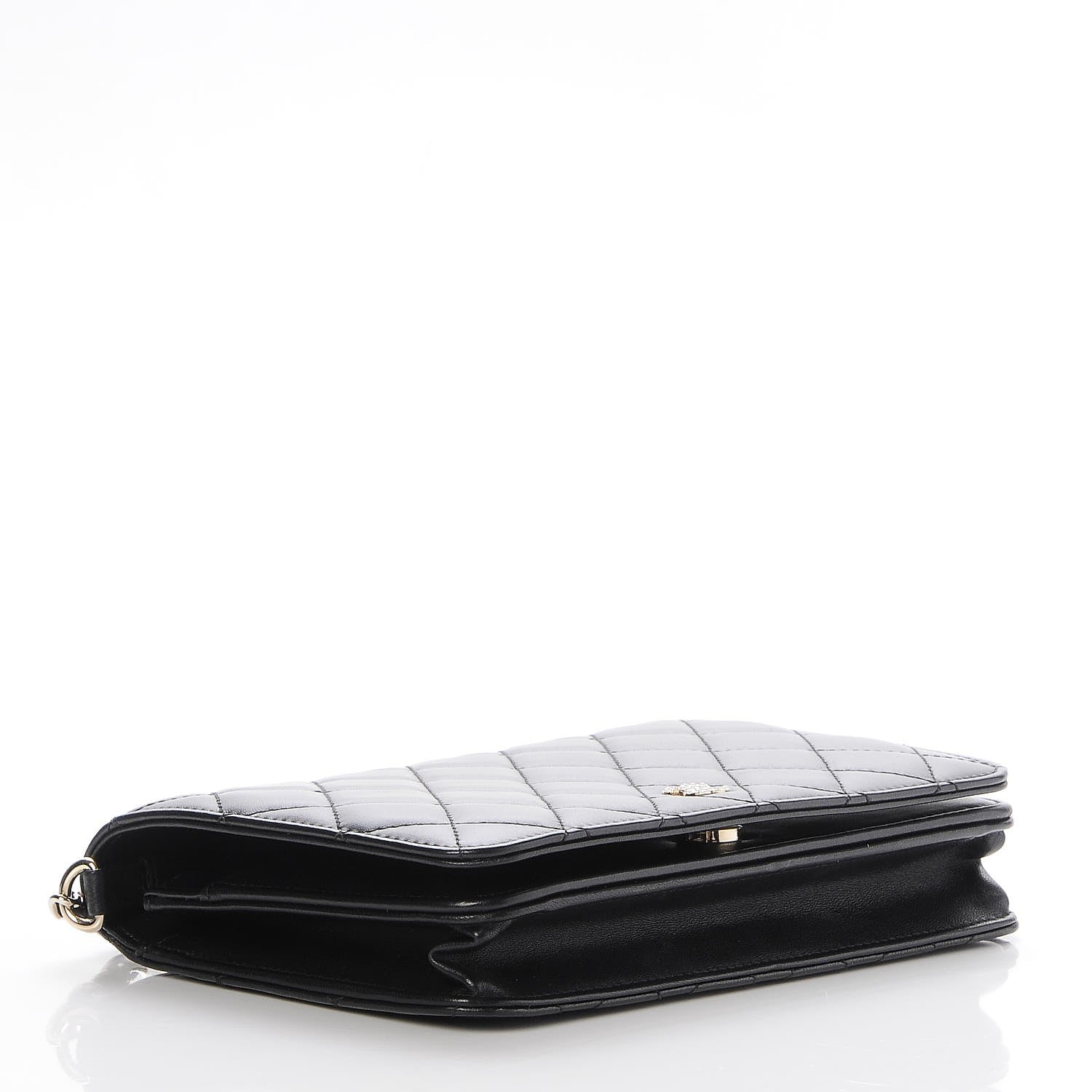 Chanel Lambskin Quilted Pearl Wallet On Chain WOC Black 4 of 10