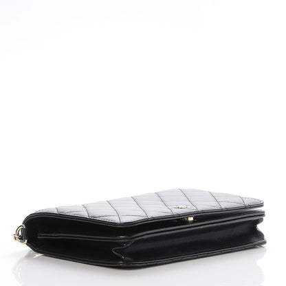 Chanel Lambskin Quilted Pearl Wallet On Chain WOC Black 4 of 10