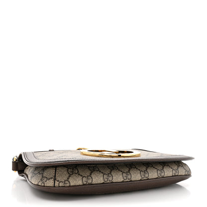 Gucci GG Supreme Monogram Textured Dollar Calfskin Blondie Chain Shoulder Flap Bag Beige Ebony New Acero 4 of 11