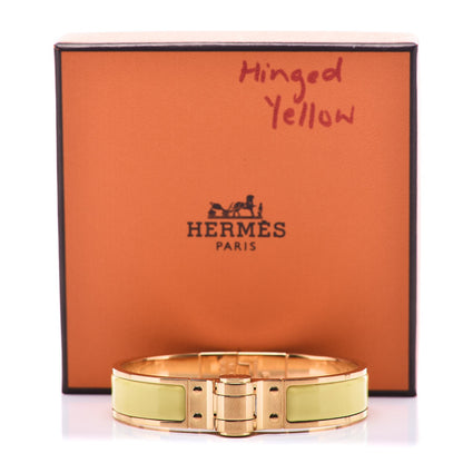 Hermes Enamel Charniere Uni Narrow Hinged Bracelet S Jaune D'Or 6 of 6