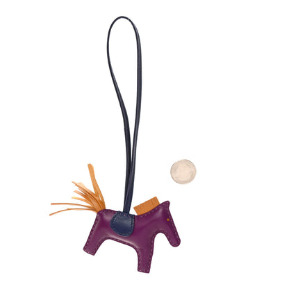 Hermes Milo Lambskin Grigri Rodeo Horse Bag Charm PM Violet Sesame Bleu Saphir 2 of 4