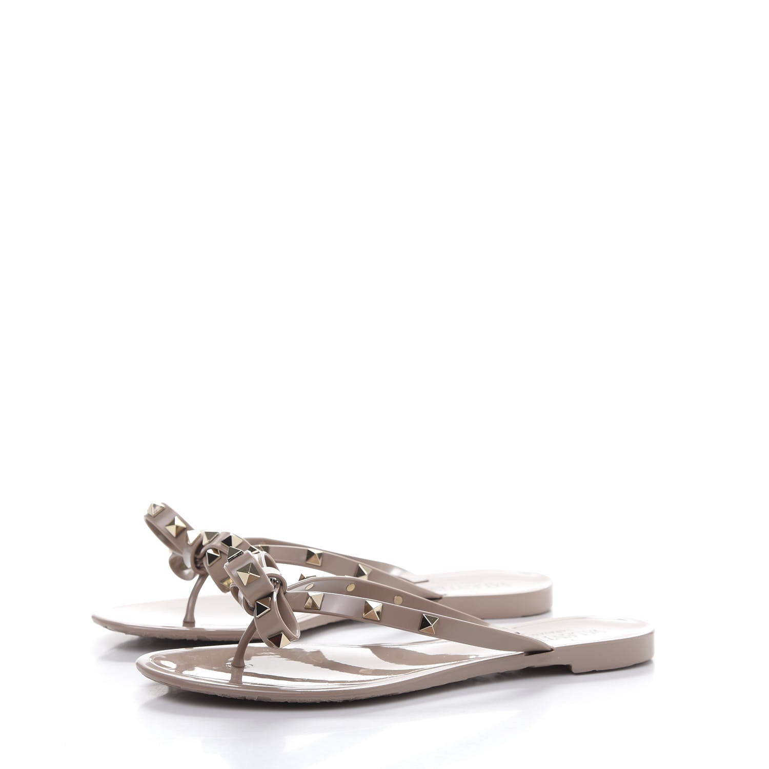 Valentino Garavani PVC Jelly Rockstud Bow Thong Sandals 38 Poudre 3 of 8