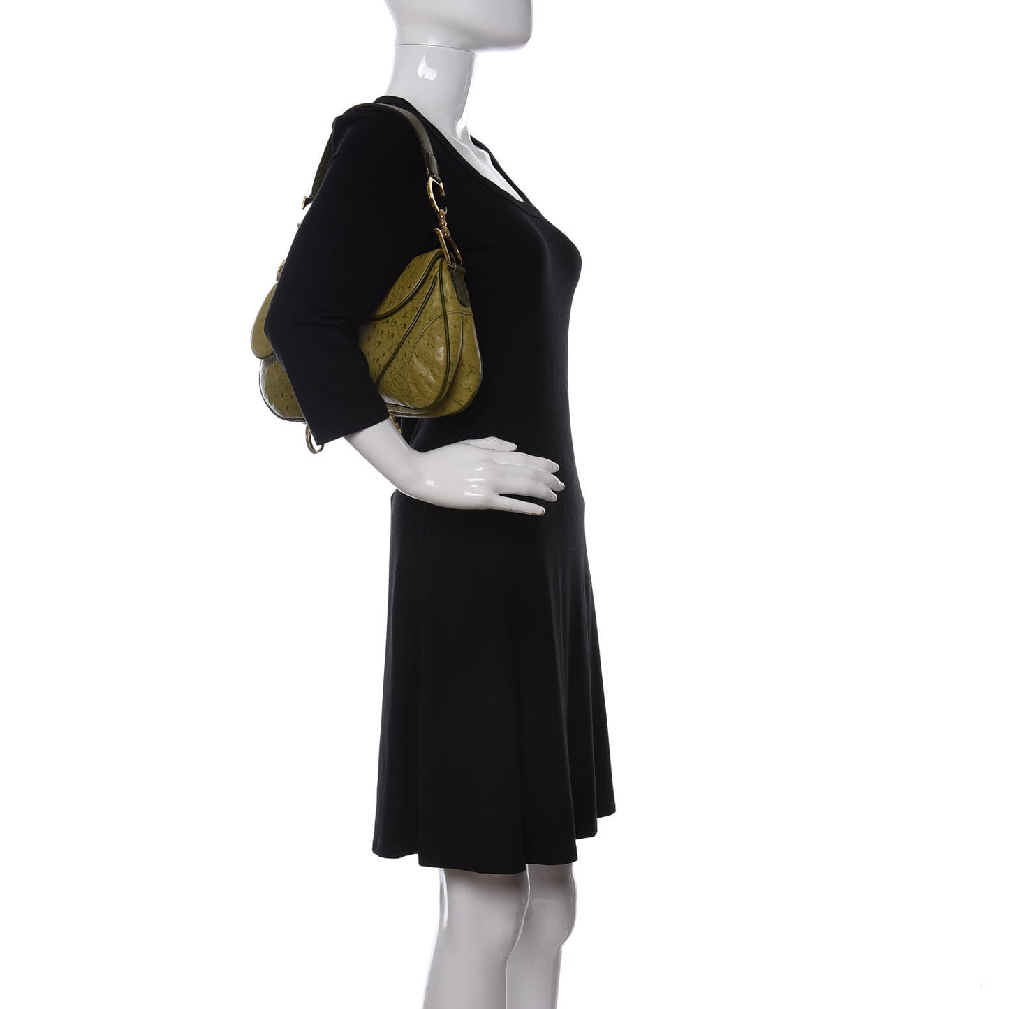 Ostrich Double Saddle Bag Green