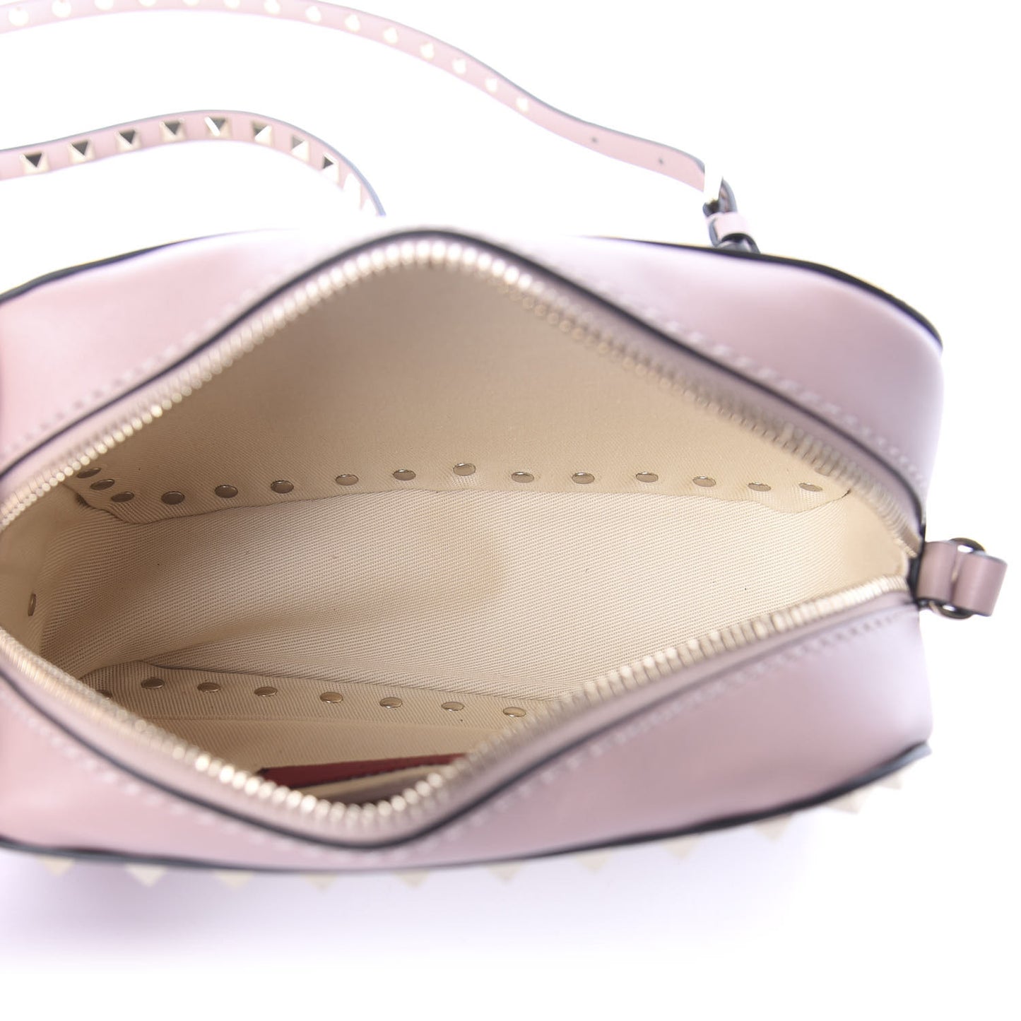 Calfskin Rockstud Camera Crossbody Bag Poudre