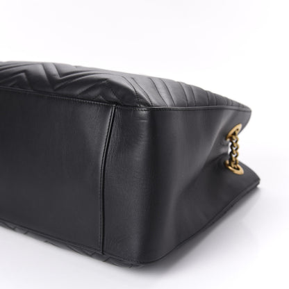 Gucci Calfskin Matelasse Medium GG Marmont Shoulder Tote Bag Black 7 of 15