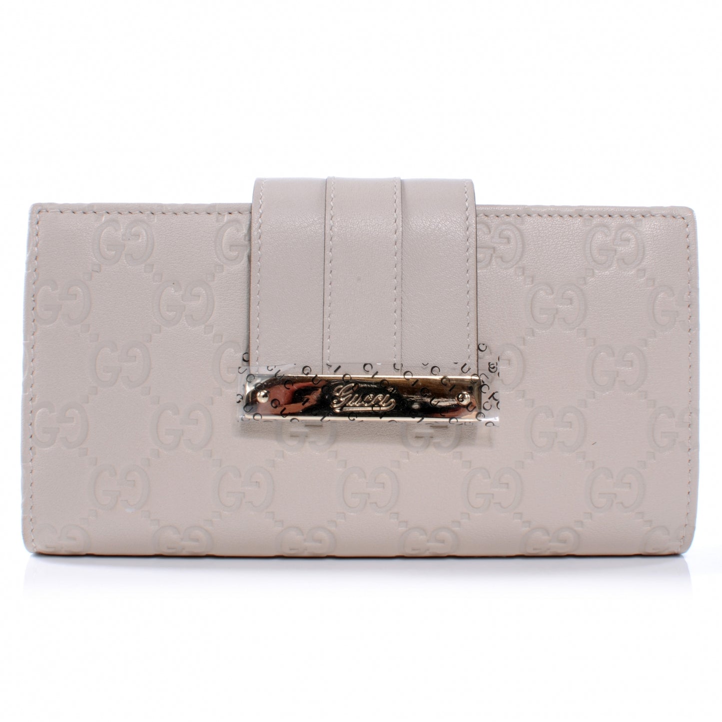 Guccissima Ladies Web Long Wallet Off White