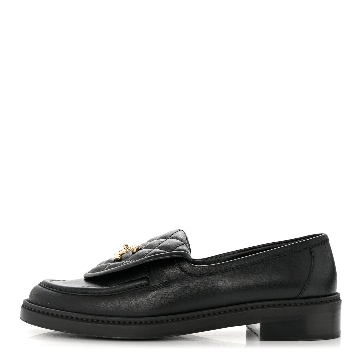 Lambskin Quilted CC Turnlock Loafers 38 Black