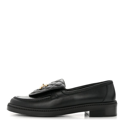 Chanel Lambskin Quilted CC Turnlock Loafers 38 Black 1 of 9