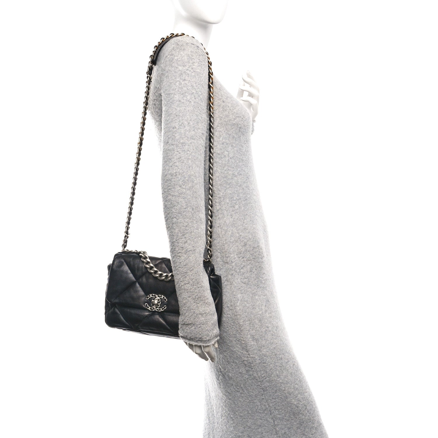 Chanel Lambskin Quilted Medium Chanel 19 Flap Black 2 of 11