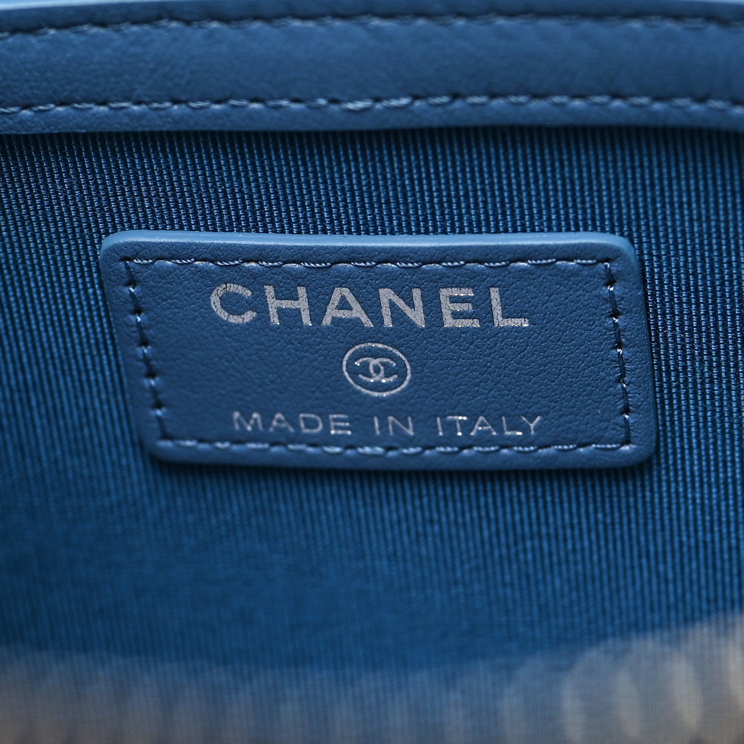 Chanel Denim Chain Around Quilted Medium Cosmetic Case Blue 6 of 10