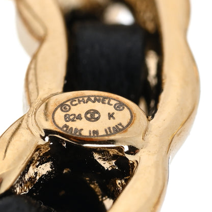 Chanel Lambskin CC Chain Earrings Black Gold 4 of 5